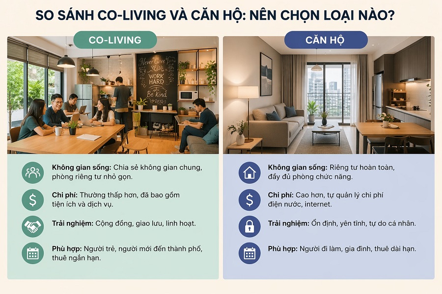 So Sánh Co-living Và Căn Hộ